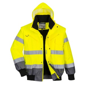 Kontrastowa kurtka ostrzegawcza Bomber 3 w 1 Yellow/Grey