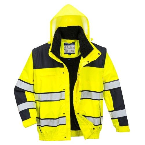 Ostrzegawcza kurtka zimowa Bomber 3 w 1 Yellow/Black 4XL