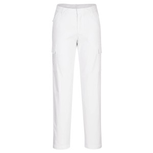 Spodnie damskie cargo stretch White