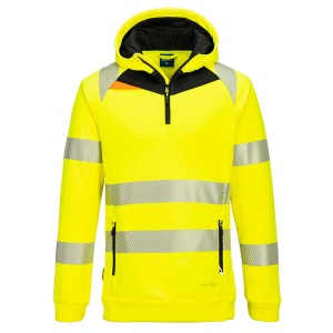 Bluza ostrzegawcza z kapturem DX4 i zamkiem 1/4 Yellow/Black
