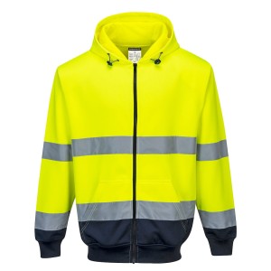 Dwukolorowa bluza z kapturem zapinana na zamek Yellow/Navy