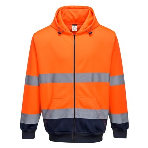 Dwukolorowa bluza z kapturem zapinana na zamek Orange/Navy