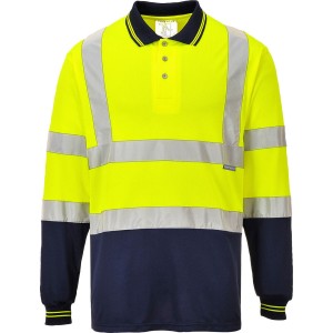 Dwukolorowa koszulka polo z długimi rękawami Yellow/Navy