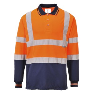 Dwukolorowa koszulka polo z długimi rękawami Orange/Navy