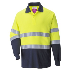 Dwukolorowa koszulka polo trudnopalna i antystatyczna Yellow/Navy