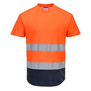 Dwukolorowy t-shirt siatkowy Orange/Navy