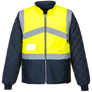 Dwustronna kontrastowa i oddychająca kurtka ostrzegawcza 2 w 1 Yellow/Navy